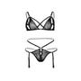 Ensemble 2 Pièces Lanières & Dentelle Florale Noir