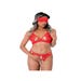 Ensemble 3 Pièces Ouvert Dentelle Florale Rouge