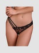 String Asymétrique Broderie Florale Noir