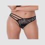 String Asymétrique Dentelle Florale Noir & Argent