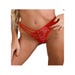 String Asymétrique Dentelle Florale Rouge & Argent