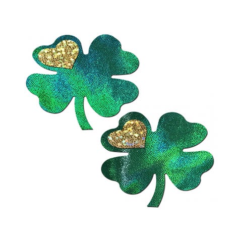 Cache-Tétons Trèfle Glitter Vert & Or