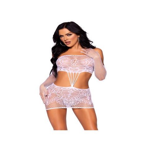 Robe & Gants Résille 86133 Blancs