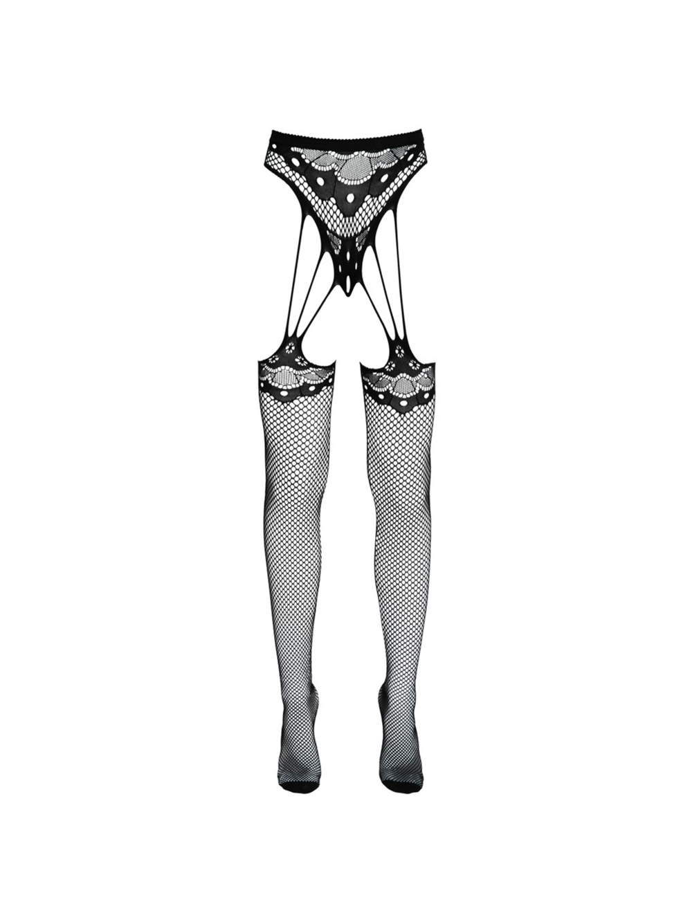String Ouvert Porte-Jarretelles & Bas Résille Noir main product photo