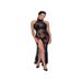 Robe Longue Fendue Motif Floral Noire