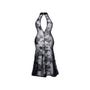 Robe Longue Fendue Motif Floral Noire