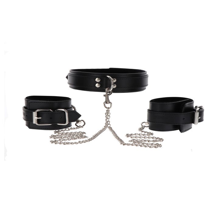 Kit Collier BDSM Heavy D-Ring et Menottes Luxury Bondage