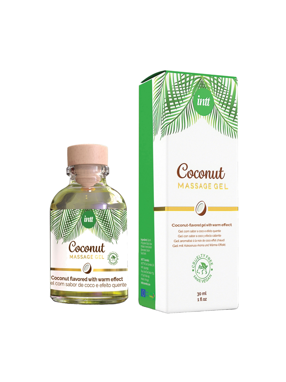 Gel de Massage Embrassable Chauffant Noix de Coco 30 ml main product photo