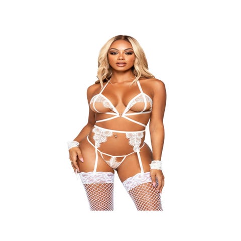 Ensemble 4 Pièces Ouvert 81653 Dentelle Blanc