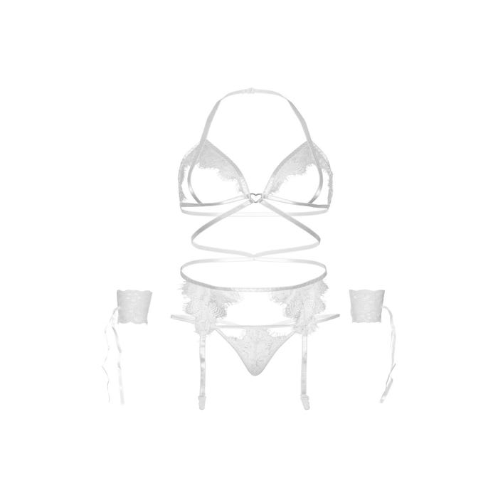 Ensemble 4 Pièces Ouvert 81653 Dentelle Blanc