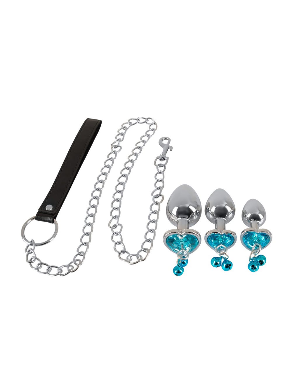 Kit de 3 Plugs Anal Bijou Coeur avec Laisse main product photo