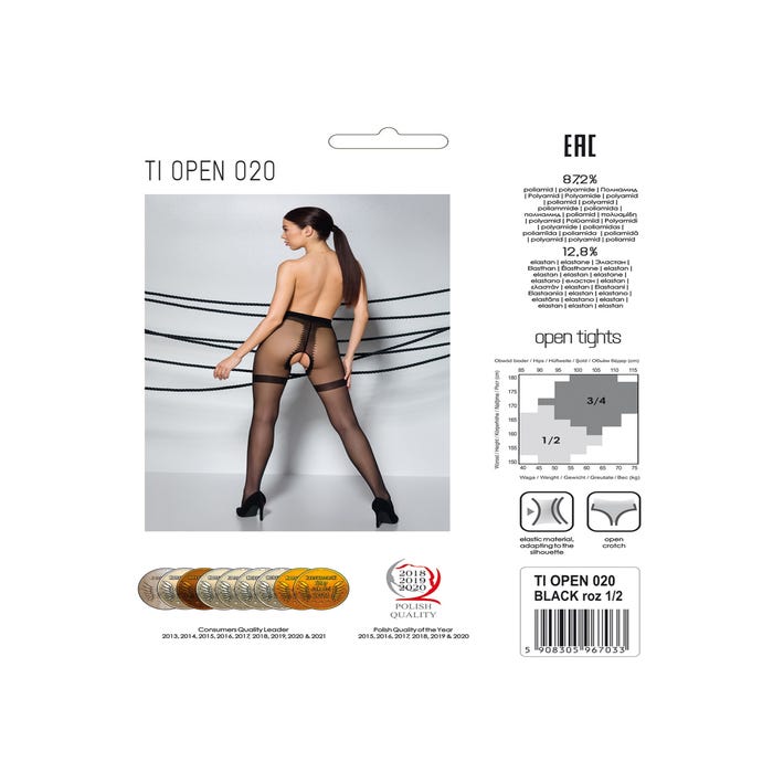 Collant Ouvert TI020 20 DEN Noir