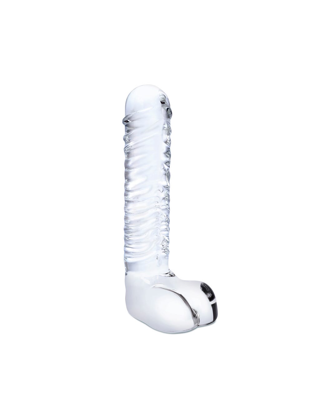 Gode en Verre avec Testicules Realistic Ribbed main product photo