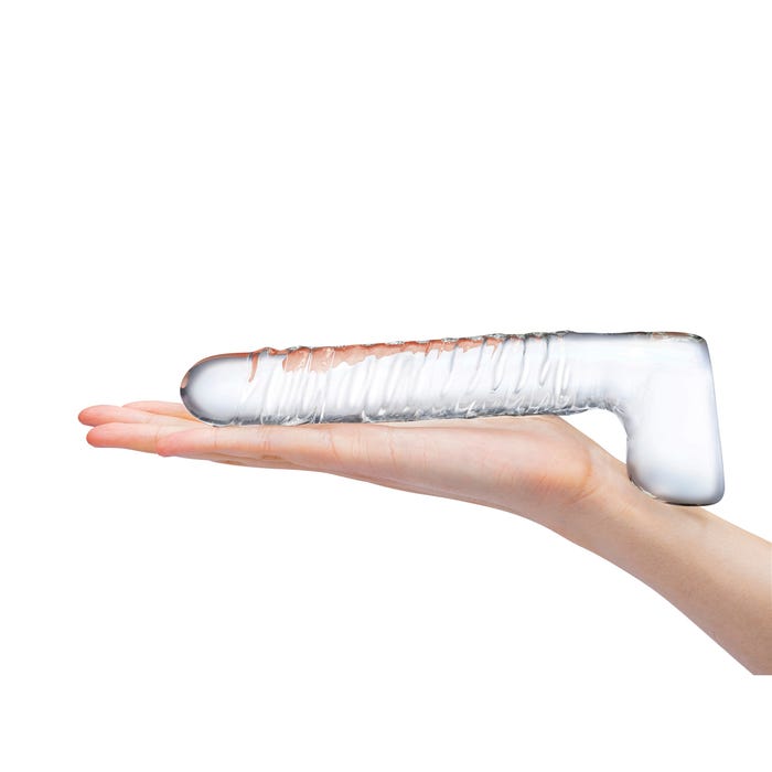 Gode en Verre avec Testicules Realistic Ribbed