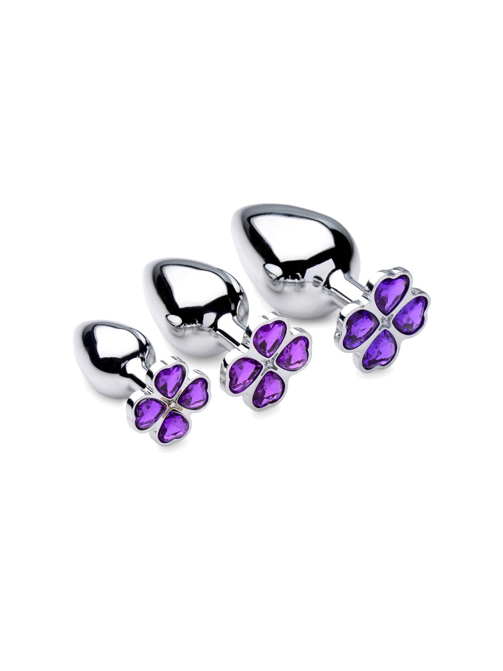 Kit plug anal bijou Violet Flower Gem 3 pièces 2