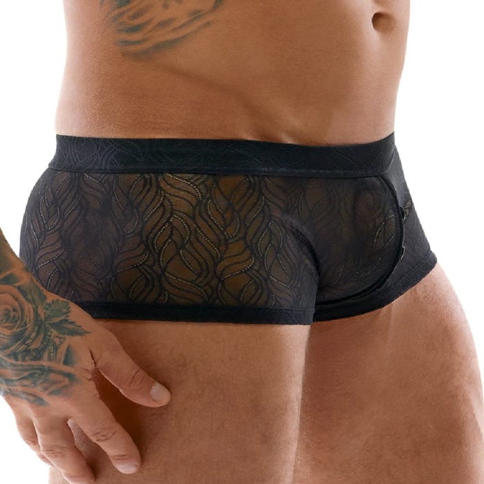 Boxer boutons dentelle noir