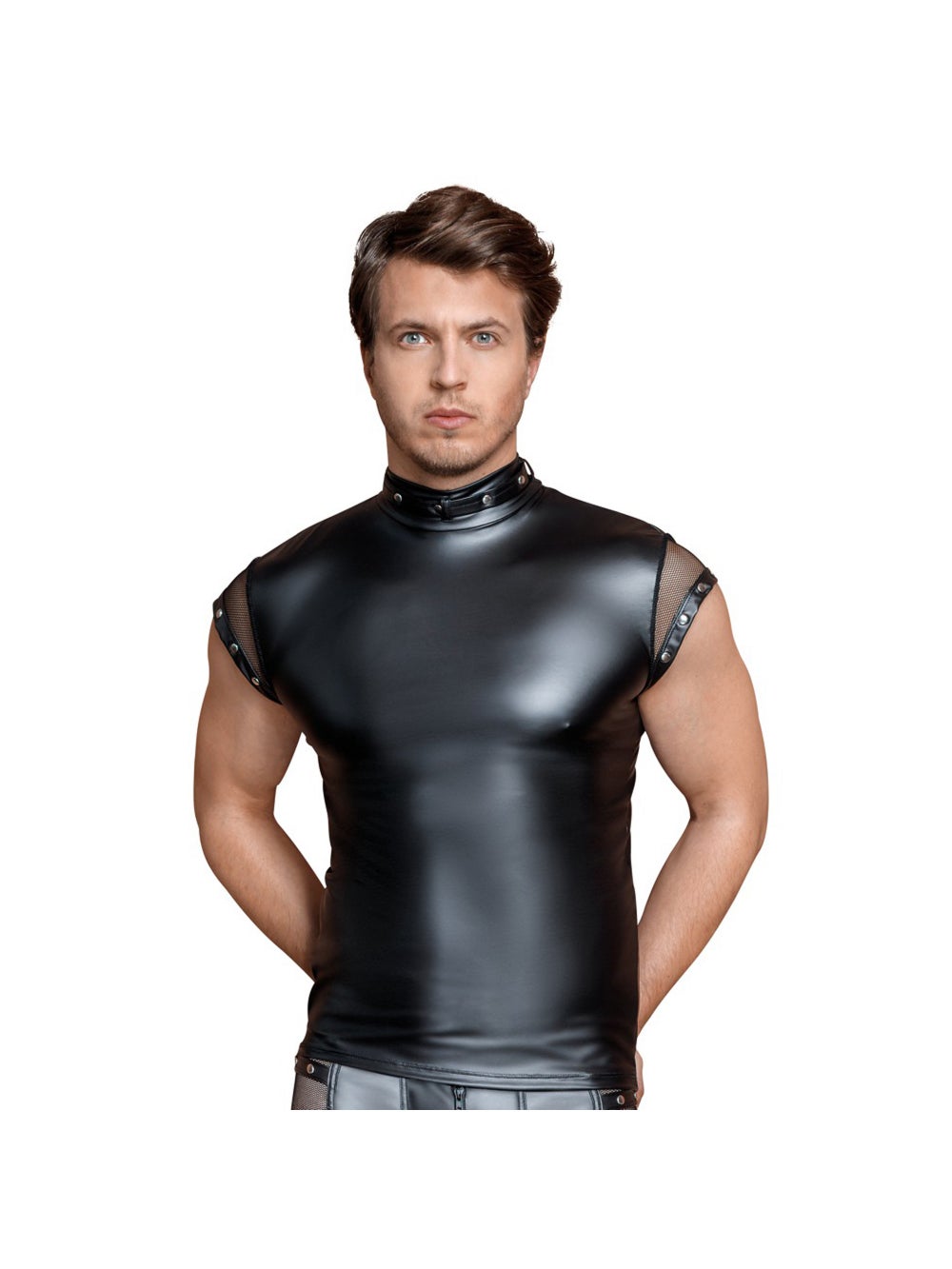 T-Shirt Résille & Pressions Wetlook Noir