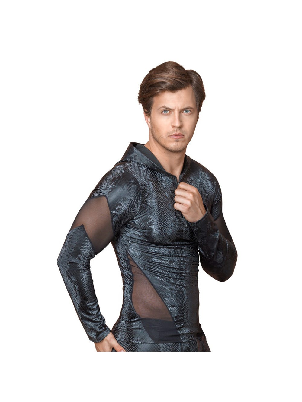 T-Shirt Manches Longues Effet Reptile Noir