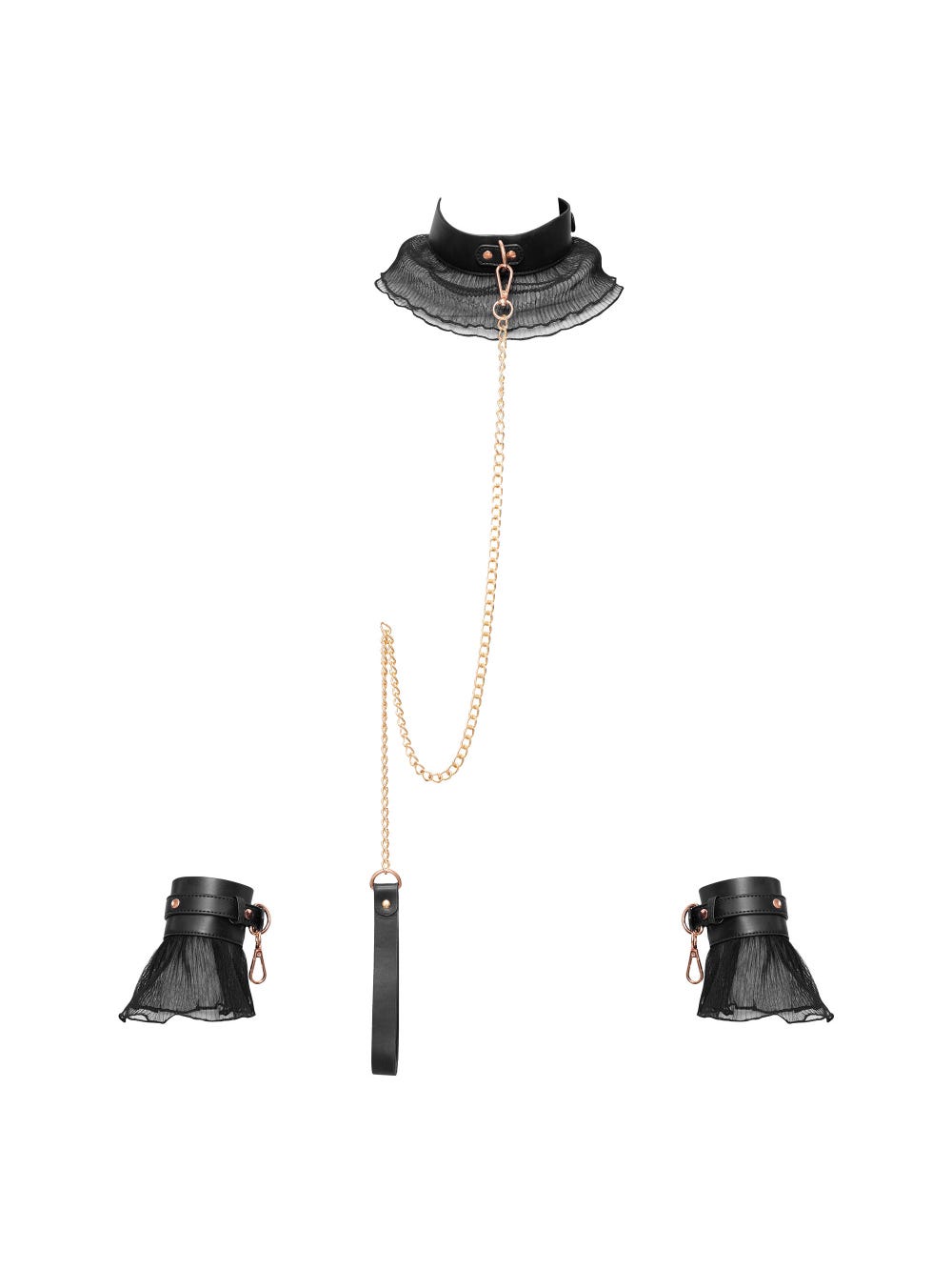 Kit Bondage Collier et Menottes à Volants  main product photo