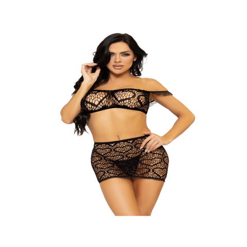 Ensemble 3 Pièces 86138 Résille Coeur Noir