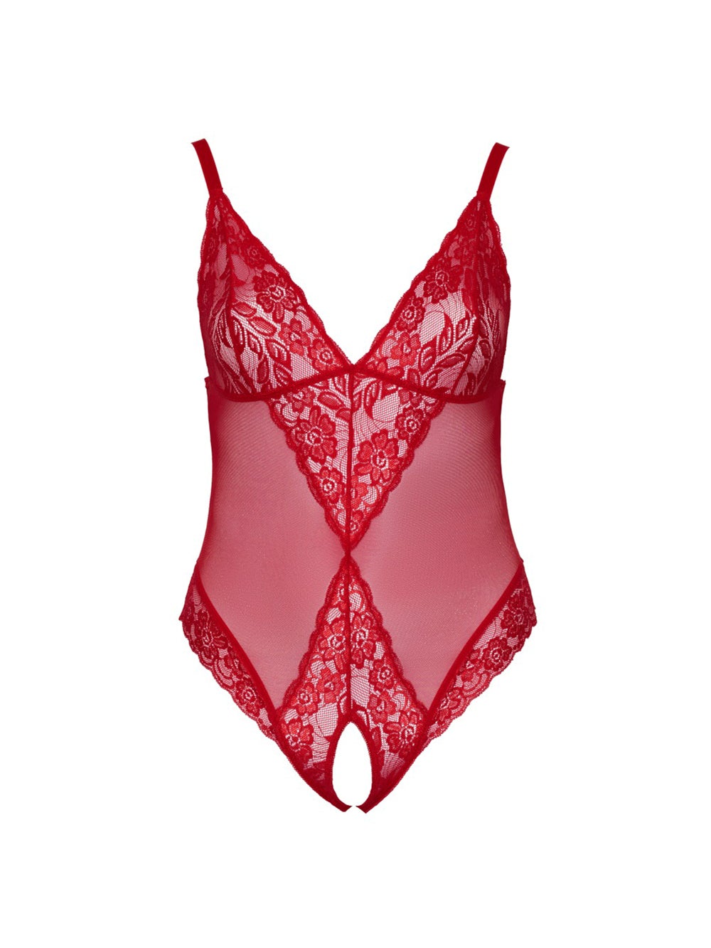 Body Ouvert Dentelle Florale Rouge GT