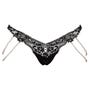 String Dentelle Florale & Perles Noir