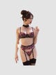 Ensemble 4 Pièces Fleurs CR4607 Noir & Bordeaux