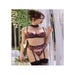 Ensemble 4 Pièces Fleurs CR4607 Noir & Bordeaux