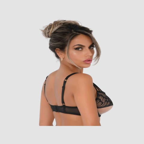 Soutien-gorge dentelle & maille transparente noir