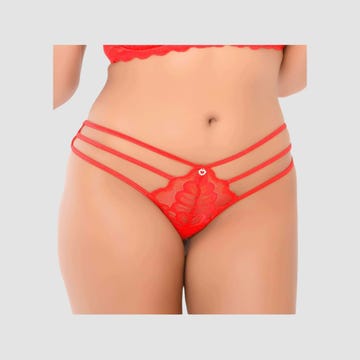 String dentelle & lanières rouge