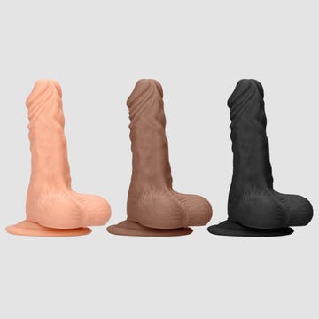 Gode ventouse avec testicules SKIN 17,8 cm