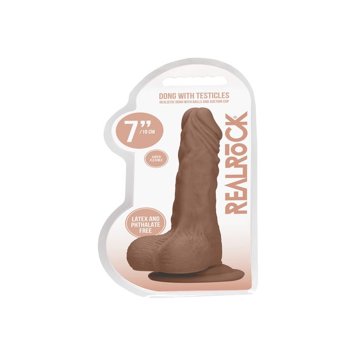 Gode ventouse avec testicules SKIN 17,8 cm