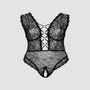 Body ouvert dentelle fleurs noir GT