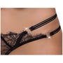 String ouvert dentelle & lanières strass noir
