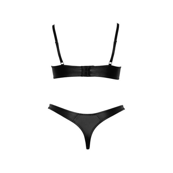 Ensemble 2 pièces effet cuir & lanières noir