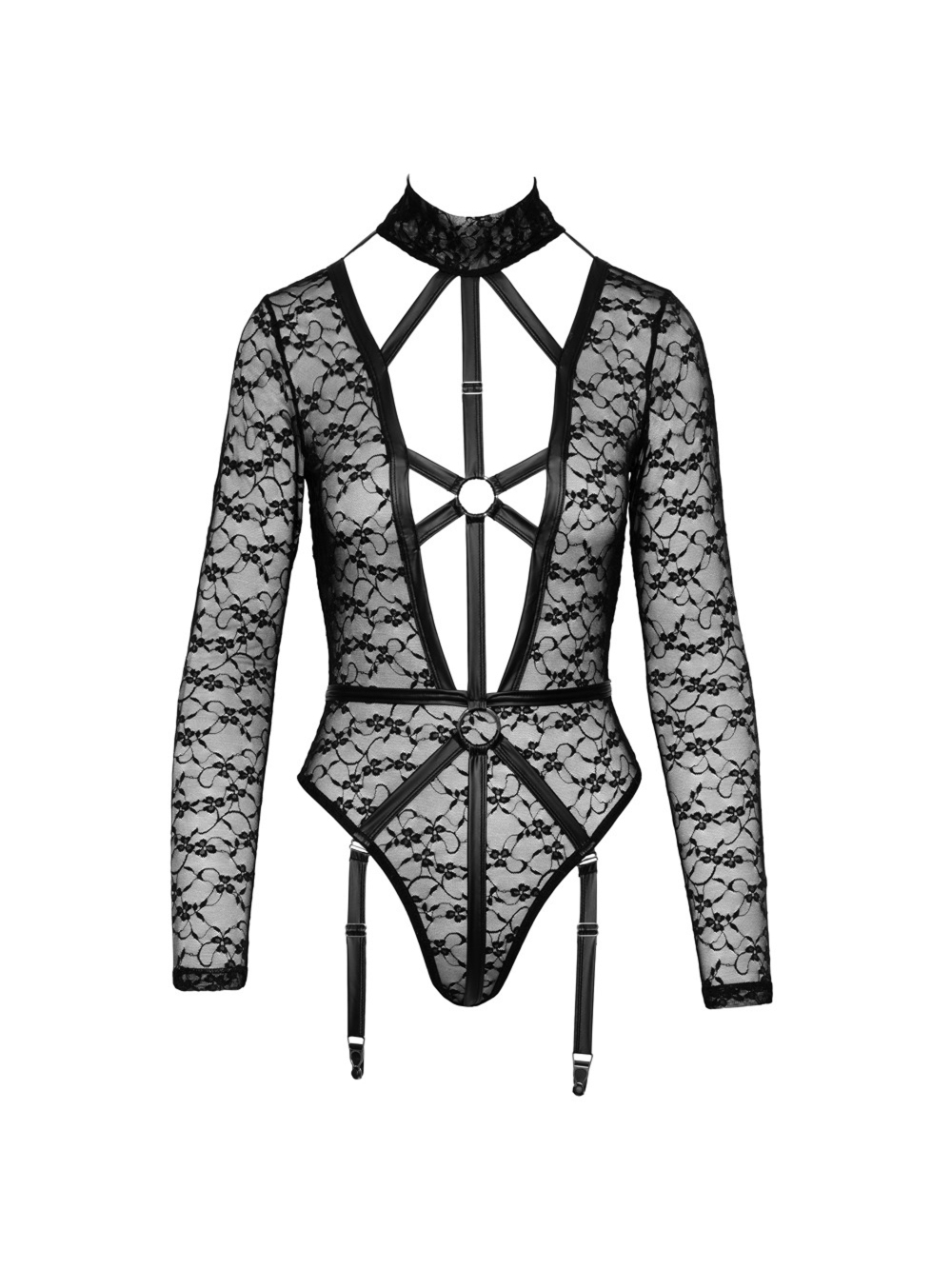 Body porte-jarretelles lanières & dentelle noir