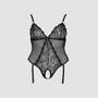 Body porte-jarretelles ouvert dentelle noir