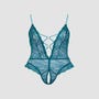Body ouvert dentelle florale bleu