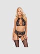 Ensemble 3 pièces dentelle fleurs noir