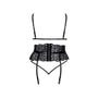 Ensemble 3 pièces dentelle fleurs & noeud noir