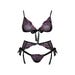 Ensemble 3 pièces broderie florale & noeud noir