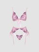 Ensemble 3 pièces broderie florale & noeud rose