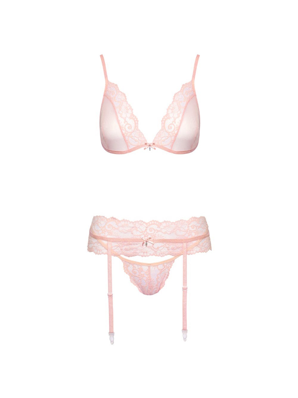 Ensemble 3 pièces dentelle rose main product photo