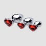 Kit de 3 Plugs Anal Métal Bijou Red Heart Gem