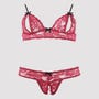 Ensemble 2 pièces ouvert dentelle rouge