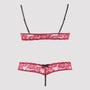 Ensemble 2 pièces ouvert dentelle rouge