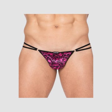 String imprimé fleurs New Look rose & noir