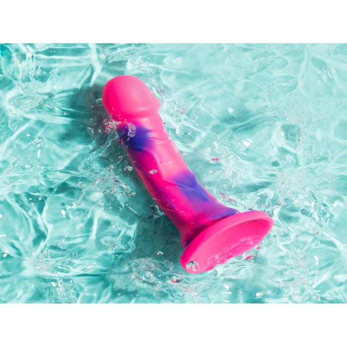 Gode ventouse silicone multicolore rose 17,8 cm Luxe