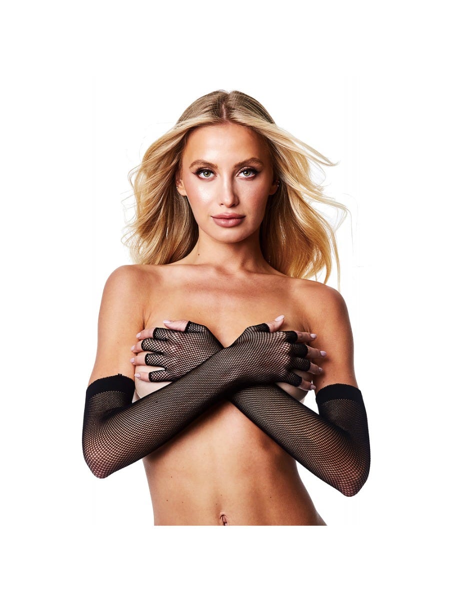 Mitaines longues résille noir main product photo