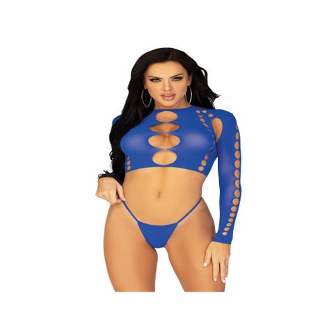 Ensemble 2 pièces 81657 ajouré bleu